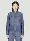 Bottega Veneta Textured Denim Collared Shirt In Blue