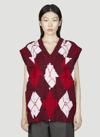 Bottega Veneta Intrecciato Argyle Wool-jacquard Vest In Red