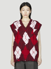 Bottega Veneta Intrecciato Argyle Wool-jacquard Vest In Bordeaux