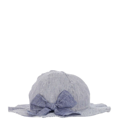 Il Gufo Striped Bow Embellished Hat In Blue