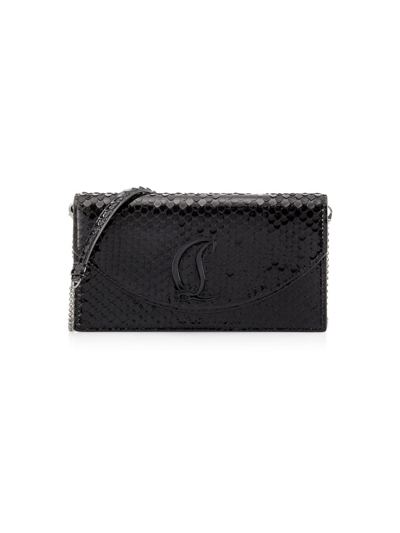 Christian Louboutin Women's Loubi54 Snake-embossed Leather Wallet-on-chain In Black