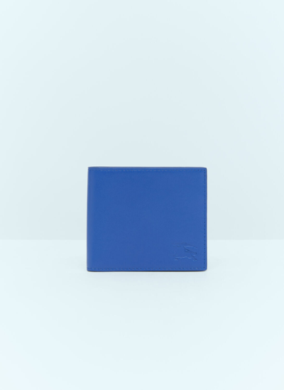 Burberry Ekd Bi-fold Leather Wallet In Blue