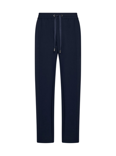 Dolce & Gabbana Tapered Leg Drawstring Trousers In Navy