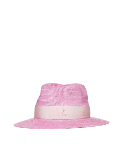 Maison Michel Logo Plaque Bucket Hat In Pink