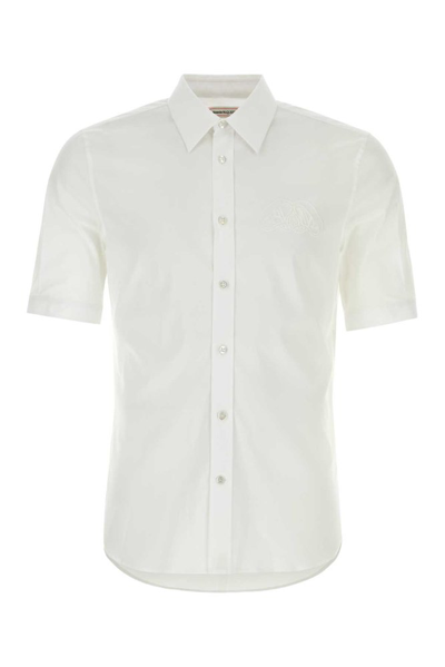 Alexander Mcqueen Short Sleeved Buttoned Shirt In White