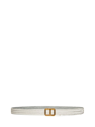 Tom Ford Braided Buckle Belt In White