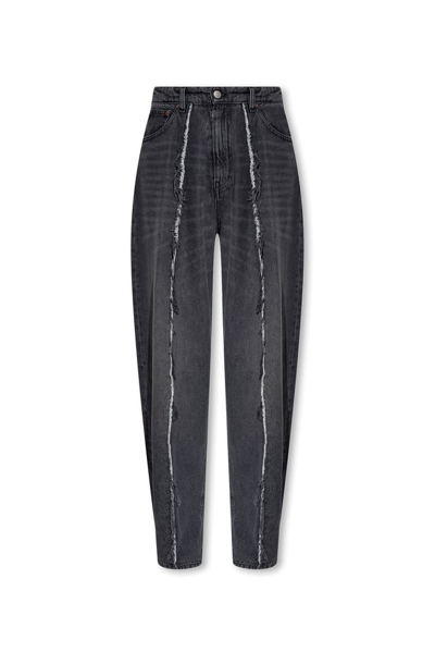 Mm6 Maison Margiela Frayed Detail Wide Leg Jeans In Grey