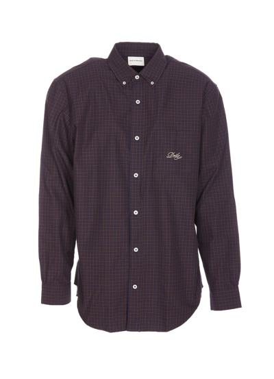 Drôle De Monsieur Logo Embroidered Checked Shirt In Multi