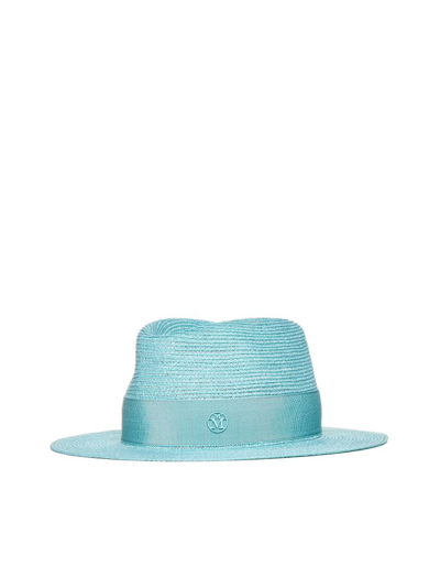 Maison Michel Logo Plaque Bucket Hat In Blue
