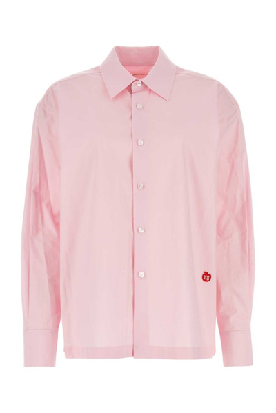 Alexander Wang T T By Alexander Wang Logo Embroidered Buttoned Shirt In Pink