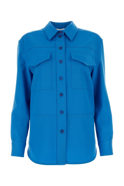 Alexander Mcqueen Pocket Detailed Long Sleeved Shirt In Blue