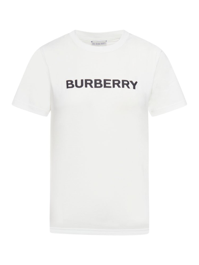 Burberry Logo Printed Crewneck T In White