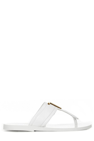 Tom Ford Logo-plaque Open-toe Sandals In White