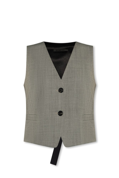 Helmut Lang Herringbone Vest In Grey