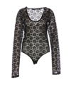 ROTATE BIRGER CHRISTENSEN ROTATE FLORAL LACE LONG SLEEVED MESH BODYSUIT