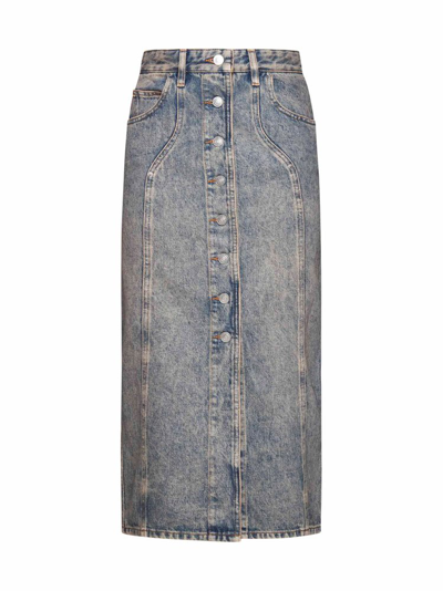 Isabel Marant Buttoned Midi Skirt In Blue