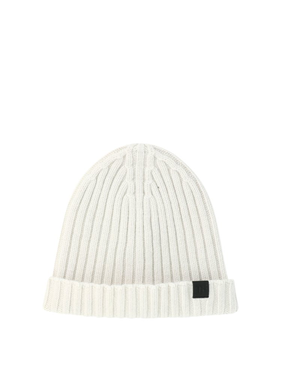 Tom Ford Logo Tag Knitted Beanie In White