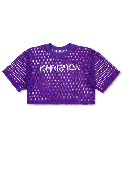 Khrisjoy Mesh Cropped T In Purple
