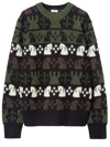 Burberry Embroidered Wool Chess Crewneck Sweater In Green