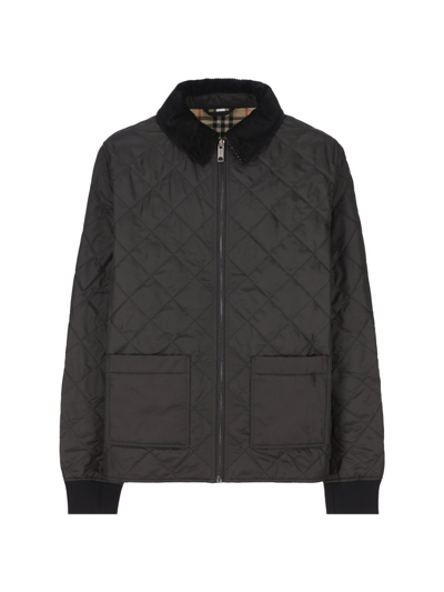 Burberry Kids Diamond Quilted Zipped Jacket In Black