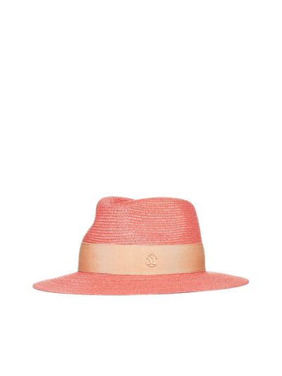 Maison Michel Logo Plaque Bucket Hat In Pink