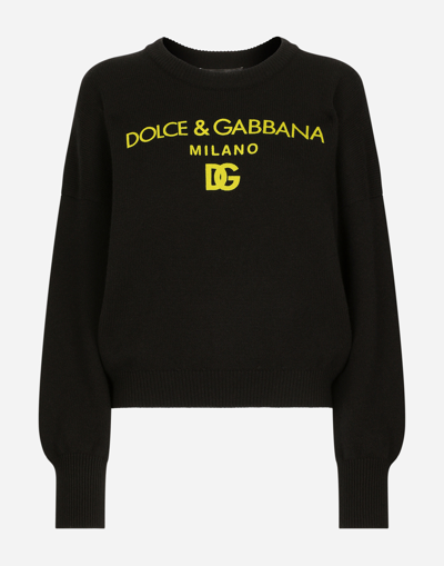 Dolce & Gabbana Cashmere Sweater With Dolce&gabbana Logo In Black