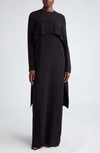 TOTÊME CAPE OVERLAY LONG SLEEVE MAXI DRESS