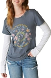 LUCKY BRAND STARS & COSMOS EMBROIDERED GRAPHIC T-SHIRT