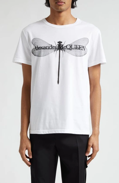 Alexander Mcqueen Dragonfly T-shirt In White/black