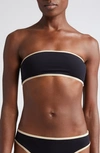 Totême Stripe Edge Strapless Bikini Top Black In Black
