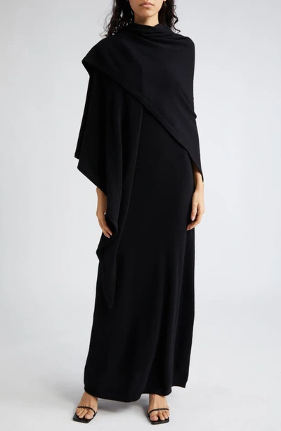 Totême Cashmere Maxi Shawl Dress In 001 Black