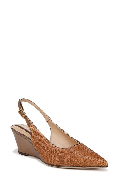 Franco Sarto Tessa 2 Wedge Slingback Pumps In Cognac Brown Raffia