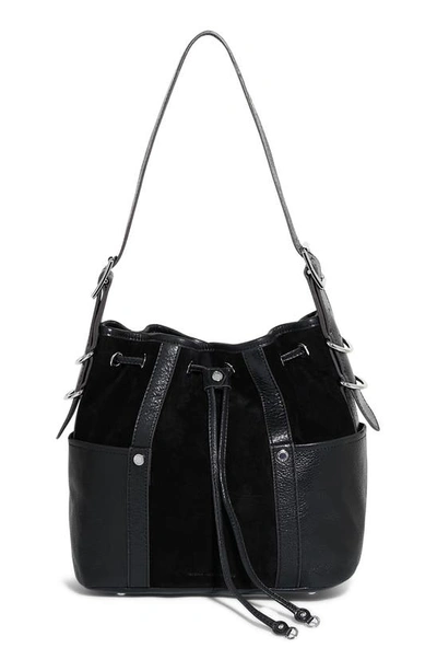 Aimee Kestenberg Women's About Town Leather Drawstring Bucket Bag In Black With Silver