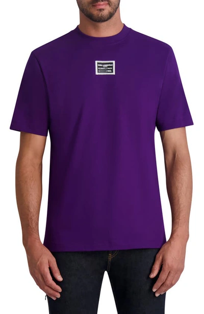 Karl Lagerfeld Slim Fit Logo Patch Short Sleeve Tee In Purple