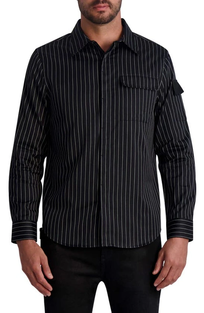 Karl Lagerfeld Slim Fit Striped Woven Shirt In Black