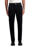 Karl Lagerfeld Flat Front Straight Leg Stretch Corduroy Pants In Black