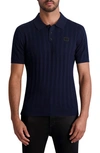 Karl Lagerfeld Mix Rib Polo Sweater In Navy