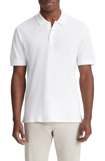 Vince Men's Pique Short Sleeve Polo, Optic White