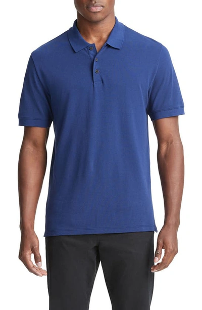 Vince Pique Short Sleeve Polo In Royal Blue