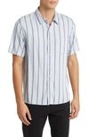 Vince Pacifica Stripe Short Sleeve Button-up Shirt In Royal Blue