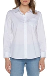 Liverpool Los Angeles Womens Pocket Cotton Button-down Top In White