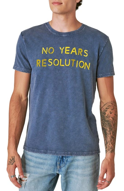 Lucky Brand No Years Resolution Graphic T-shirt In Dress Blue