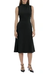Maggy London Sleeveless Mock Neck Midi Dress In Black