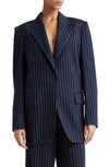 MAX MARA ACERI PINSTRIPE COTTON, CASHMERE & SILK BLAZER