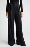 Max Mara Wide Leg Wool Pants In Nero