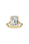 JENNIFER FISHER 18K GOLD EMERALD CUT LAB CREATED DIAMOND SOLITAIRE RING