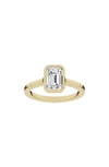 JENNIFER FISHER 18K GOLD EMERALD CUT LAB CREATED DIAMOND SOLITAIRE RING