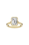 JENNIFER FISHER 18K GOLD EMERALD CUT LAB CREATED DIAMOND SOLITAIRE RING