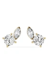 JENNIFER FISHER JENNIFER FISHER 18K GOLD MIXED LAB CREATED DIAMOND FASHION STUD EARRINGS