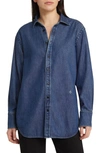 Rag & Bone Diana Logo-embellished Denim-blend Shirt In Blue
